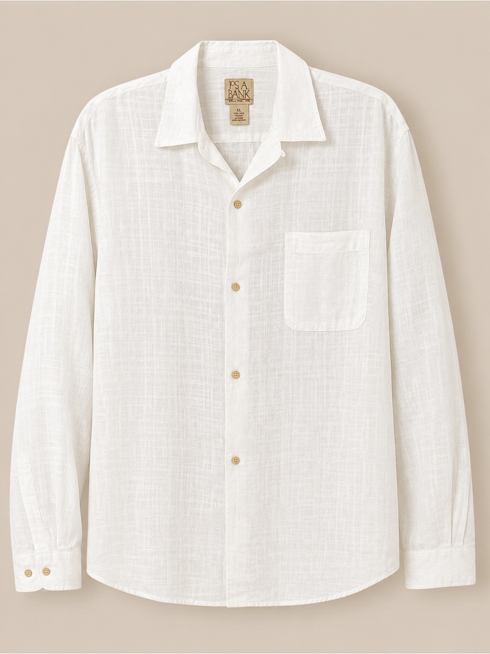 Jos. A. Bank Men's Cream Button-Down Linen Shirt